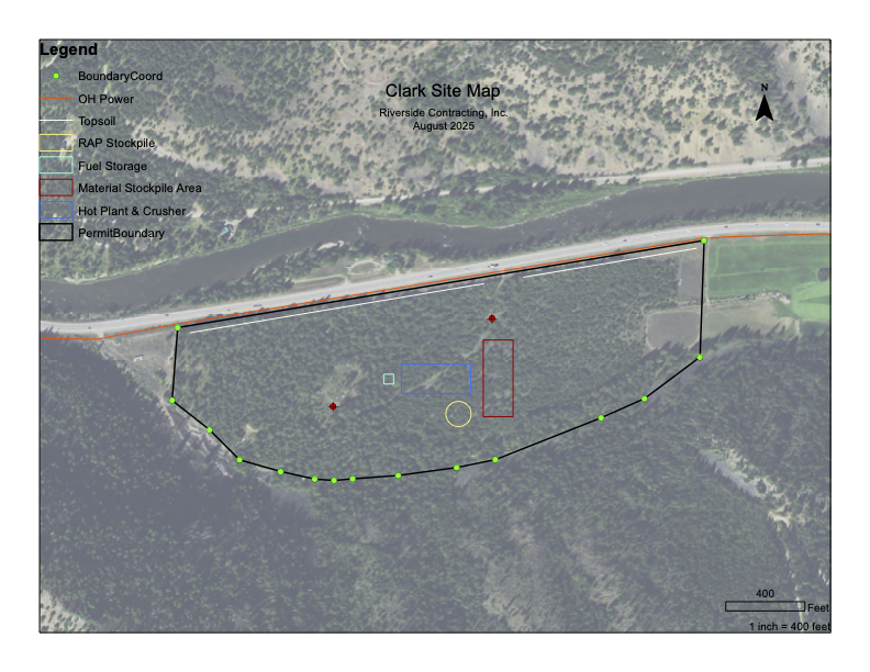 Blackfoot River Community Asphalt Plant and Gravel Pit Site Map
